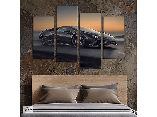 Картина на холсте KIL Art Суперкар Lamborghini Huracan на берегу моря 149x106 см (1371-42)
