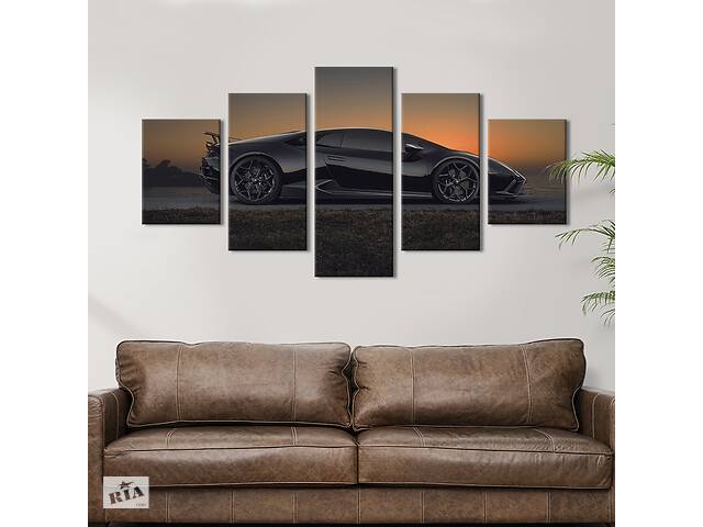 Картина на холсте KIL Art Суперкар Lamborghini на закате 162x80 см (1372-52)