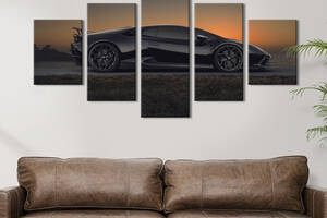 Картина на холсте KIL Art Суперкар Lamborghini на закате 187x94 см (1372-52)