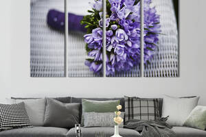 Картина на холсте KIL Art Свадебный фиолетовый букет фрезий 209x133 см (783-41)