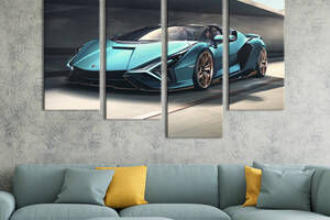 Картина на холсте KIL Art Сверхбыстрый автомобиль Lamborghini Sian Roadster 129x90 см (1274-42)