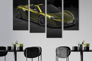 Картина на холсте KIL Art Сияющий оливковый суперкар McLaren 675LT 129x90 см (1361-42)