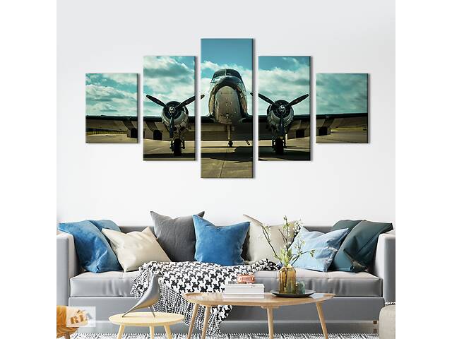 Картина на полотні KIL Art Сяючий літак на злітній смузі 162x80 см (1380-52)