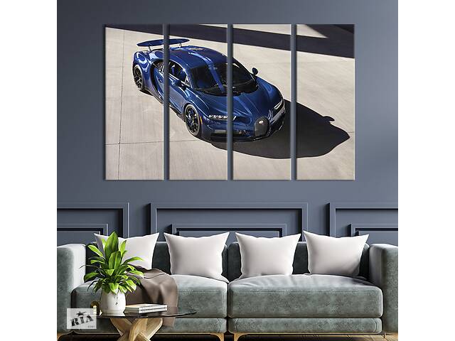 Картина на холсте KIL Art Сияющий синий Bugatti Chiron 209x133 см (1299-41)