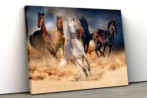 Картина на холсте KIL Art Табун лошадей 122x81 см (101)