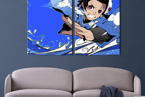 Картина на холсте KIL Art Танджиро Камадо, герой аниме Клинок, рассекающий демонов 111x81 см (1469-2)