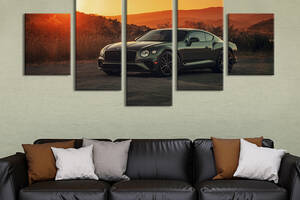 Картина на холсте KIL Art Тёмно-серый автомобиль Bentley Continental 112x54 см (1255-52)
