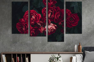 Картина на холсте KIL Art Тёмные красные розы 89x56 см (924-42)