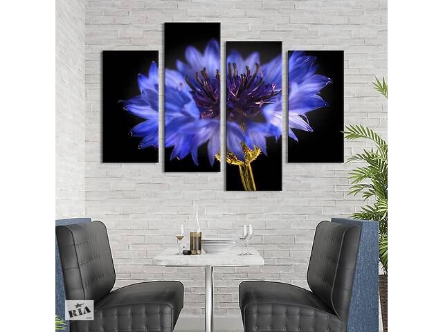 Картина на холсте KIL Art Цветок синего василька 129x90 см (842-42)
