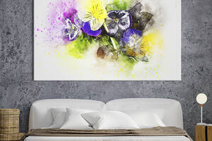 Картина на холсте KIL Art Цветы анютины глазки 122x81 см (852-1)