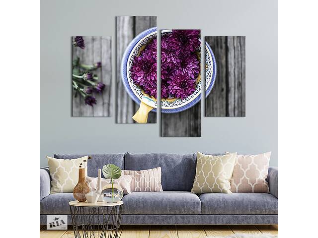 Картина на холсте KIL Art Цветы фиолетовой хризантемы на столе 149x106 см (781-42)