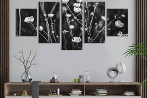 Картина на холсте KIL Art Цветы лютики в чёрно-белом цвете 187x94 см (920-52)
