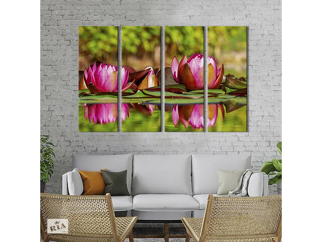 Картина на холсте KIL Art Цветы розового лотоса 89x53 см (1014-41)