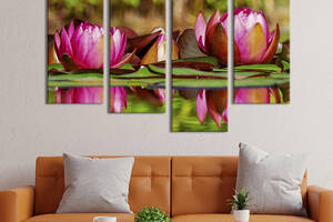 Картина на холсте KIL Art Цветы розового лотоса на пруду 129x90 см (1014-42)