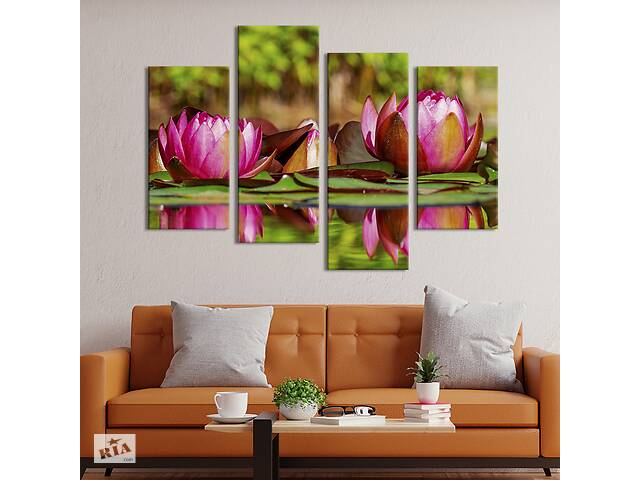 Картина на холсте KIL Art Цветы розового лотоса на пруду 149x106 см (1014-42)