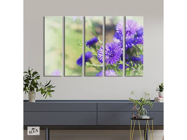Картина на холсте KIL Art Цветы синей хризантемы 87x50 см (905-51)