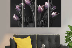Картина на холсте KIL Art Тюльпаны на чёрном фоне 149x93 см (882-41)
