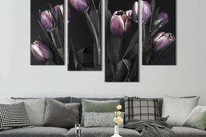 Картина на холсте KIL Art Тюльпаны на тёмном фоне 89x56 см (882-42)