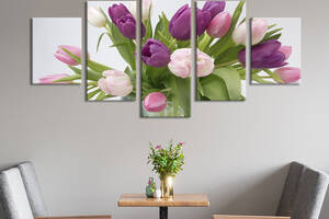 Картина на холсте KIL Art Тюльпаны в прозрачной вазе 187x94 см (1002-52)
