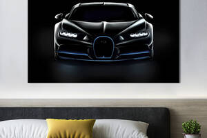 Картина на холсте KIL Art Угольно-чёрный Bugatti Chiron 122x81 см (1305-1)