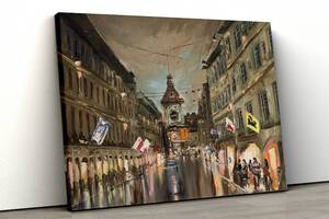 Картина на холсте KIL Art Улица Крамгассе в Берне Швейцария 122x81 см (257)