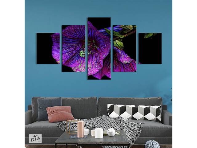 Картина на холсте KIL Art Узор на фиолетовых цветах 187x94 см (1001-52)