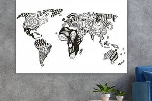 Картина на полотні KIL Art Візерунок на карті світу 122x81 см (198)