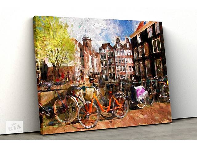 Картина на холсте KIL Art Велосипеды в Амстердаме 51x34 см (279)