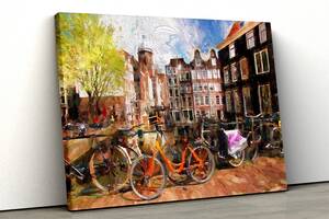 Картина на холсте KIL Art Велосипеды в Амстердаме 81x54 см (279)