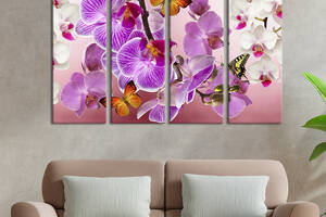 Картина на холсте KIL Art Великолепные орхидеи и бабочки 209x133 см (903-41)
