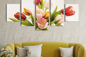 Картина на холсте KIL Art Весенний букет разноцветных тюльпанов 162x80 см (964-52)