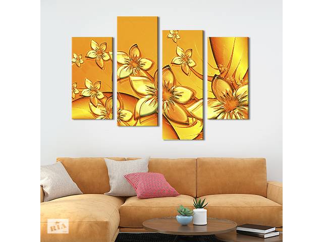 Картина на холсте KIL Art Ветка золотых цветов 149x106 см (807-42)