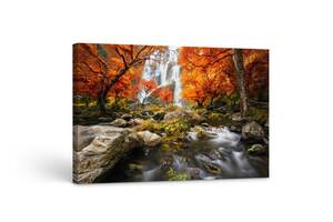 Картина на холсте KIL Art Водопад среди осенних листьев 81x54 см (337)