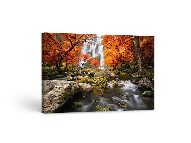 Картина на холсте KIL Art Водопад среди осенних листьев 51x34 см (337)