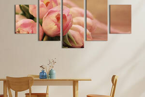 Картина на холсте KIL Art Восхитительные бледно-розовые тюльпаны 187x94 см (881-52)