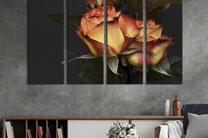 Картина на холсте KIL Art Восхитительные жёлто-оранжевые розы 209x133 см (978-41)