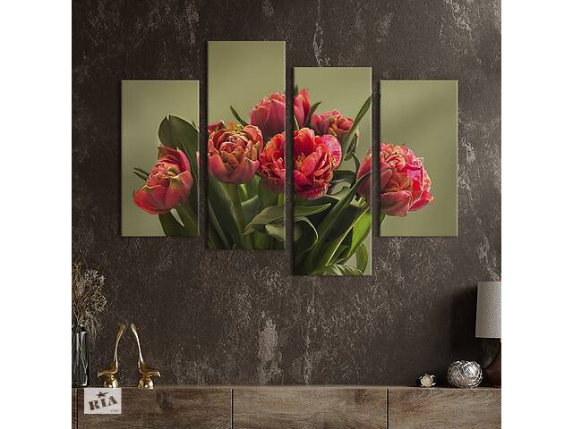 Картина на холсте KIL Art Восхитительный букет красных тюльпанов 129x90 см (1007-42)