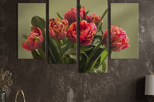 Картина на холсте KIL Art Восхитительный букет красных тюльпанов 149x106 см (1007-42)