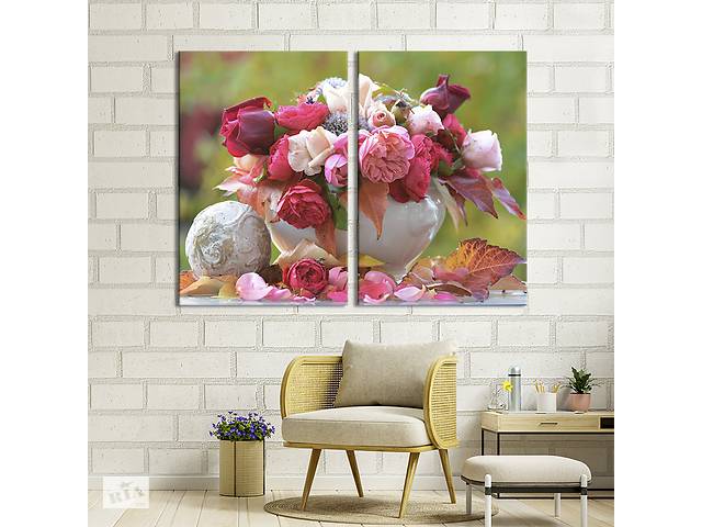 Картина на холсте KIL Art Восхитительный букет садовых роз 165x122 см (977-2)