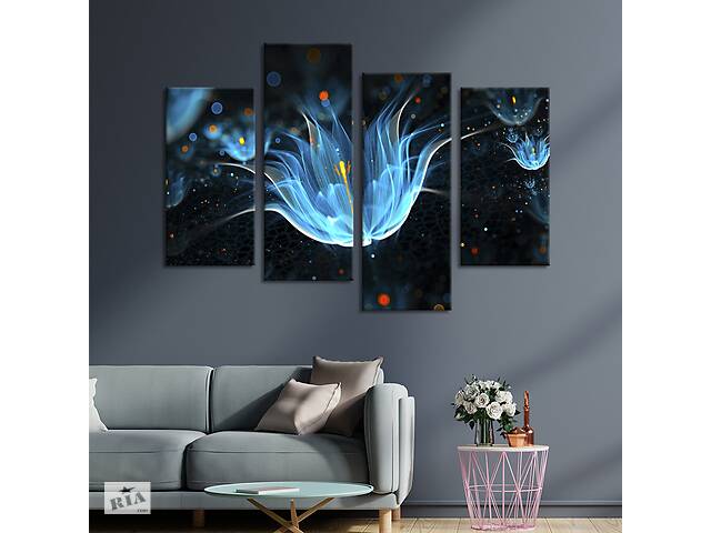 Картина на холсте KIL Art Воздушный голубой цветок 89x56 см (1013-42)