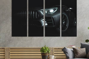 Картина на холсте KIL Art Вид спереди на чёрный автомобиль 209x133 см (1368-41)