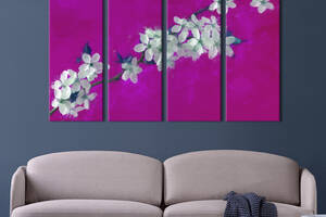 Картина на холсте KIL Art Вишневая ветка на фиолетовом фоне 149x93 см (874-41)