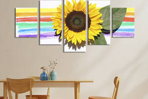 Картина на холсте KIL Art Яркая радуга и солнечный подсолнух 162x80 см (953-52)