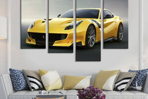 Картина на холсте KIL Art Яркая жёлтая Ferrari 149x106 см (1316-42)