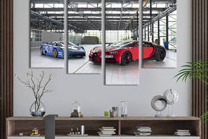 Картина на холсте KIL Art Яркие автомобили Bugatti 129x90 см (1308-42)
