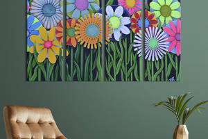 Картина на холсте KIL Art Яркие бумажные цветы 89x53 см (774-41)