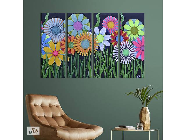 Картина на холсте KIL Art Яркие бумажные цветы 89x53 см (774-41)