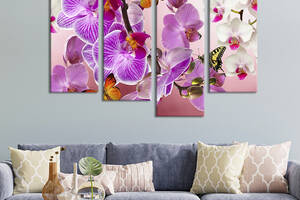 Картина на холсте KIL Art Яркие орхидеи и бабочки 129x90 см (903-42)
