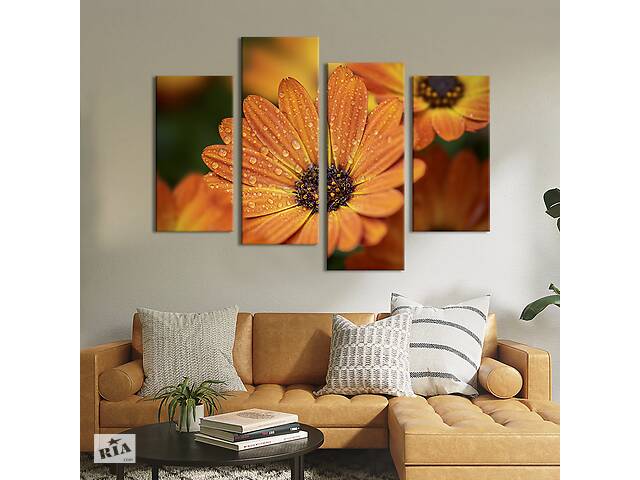 Картина на холсте KIL Art Яркие цветы календулы 129x90 см (790-42)