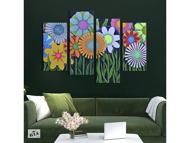 Картина на холсте KIL Art Яркие цветы из бумаги 129x90 см (774-42)